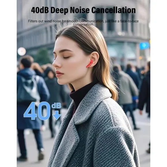 Wireless Earbuds, Bluetooth 5.4 Headphones Bass Stereo with Noise Cancelling Mic